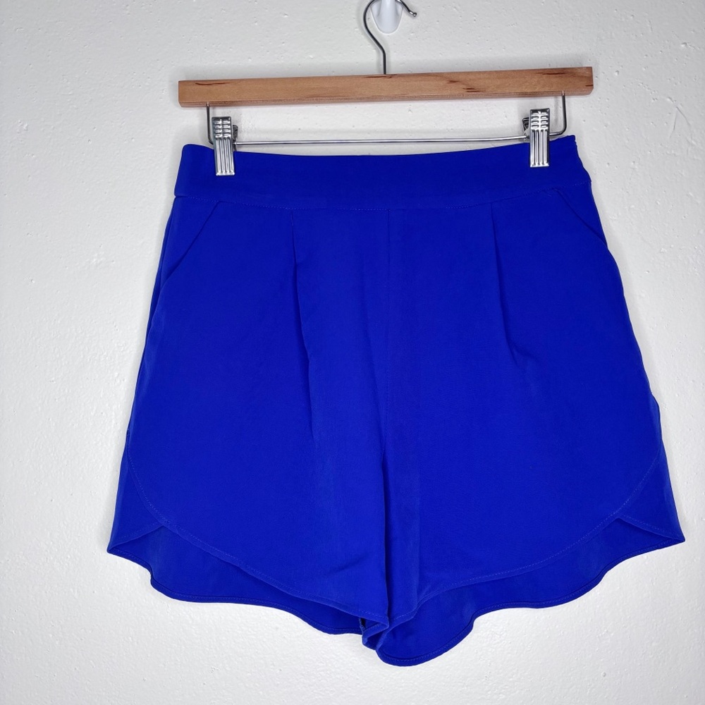 Milly Cobalt Blue High Waist Cady Petal Pleated Shorts Size 2 EUC